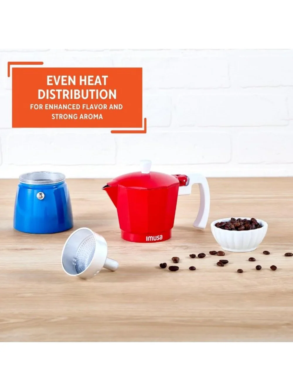 6-Cup Caribbean Cast Aluminum Stovetop Coffee Maker - Durable, Stylish